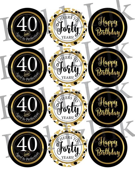 Round Cupcake Toppers Th Birthday Man Digital Printable X