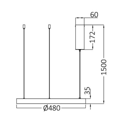 Visilica BELLA 36W 3u1 Black Rasveta Elco