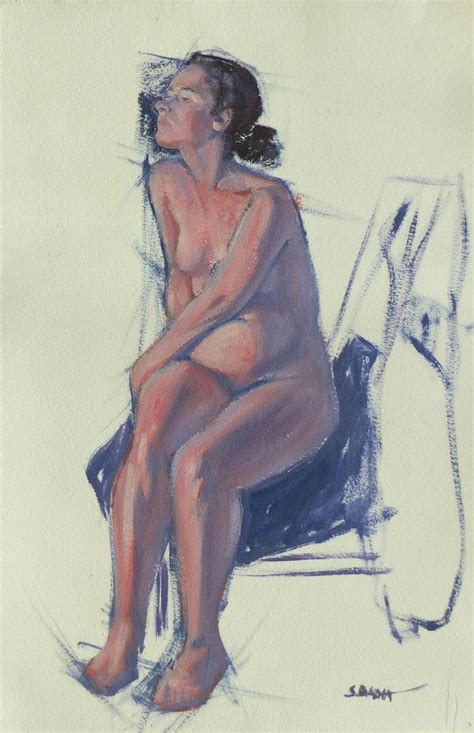 Nude Xena sitting Painting by Sébastien Badia Saatchi Art