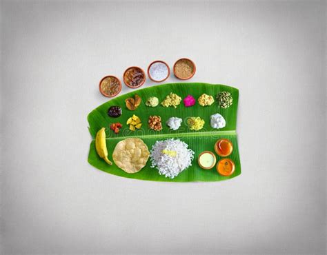 traditional food onam sadya served   banana leaf  festival day