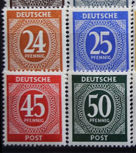 27 Briefmarken Deutsche Post 1 Pfennig 1 RM Alliierte Besetzung 1946