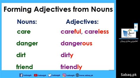 Forming Adjectives From Nouns Part 1 English Lecture Sabaq Pk Youtube