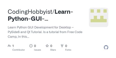 Github Codinghobbyistlearn Python Gui Development For Desktop