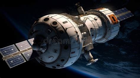 A Space Station Orbiting The Earth Generative Ai Stock Illustration