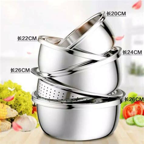 Jual Baskom Dapur Stainless Steel Super Tebal Set Isi Kab