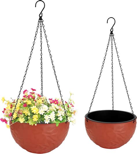 Foraineam 2 Sizes Dual Pots Design Hanging Planters Self Watering