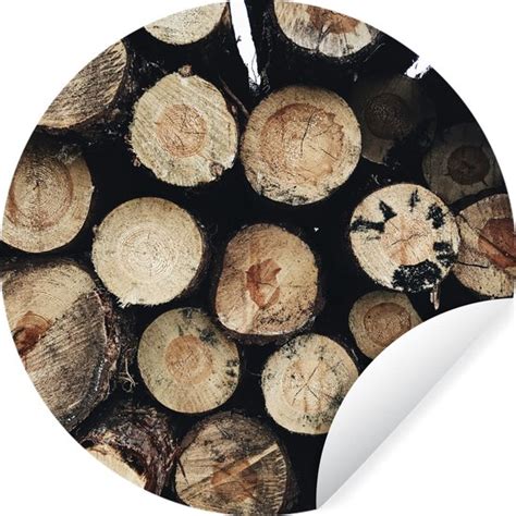 WallCircle Muurstickers Behangcirkel Winter Hout Haard