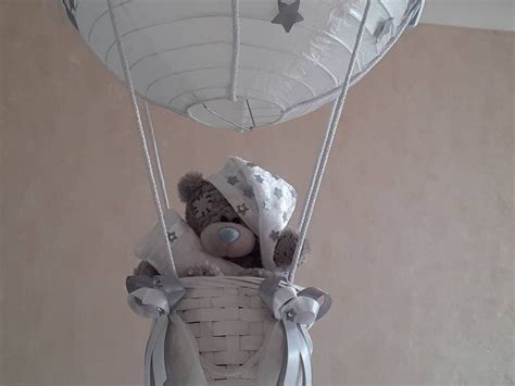 Starry Night Hot Air Balloon Nursery Light Shade In Grey And Etsy