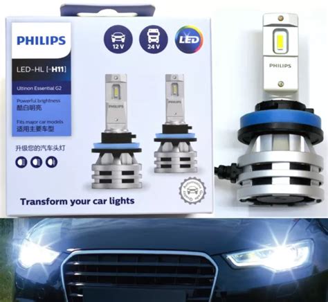 PHILIPS ULTINON ESSENTIAL G2 White H11 Two Bulbs Head Light Low Beam