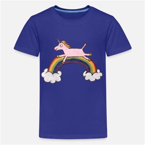 Unicorn Jumping Over Rainbow Kids' Premium T-Shirt | Spreadshirt