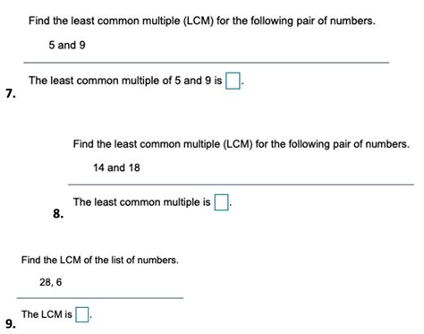 Solved Find The Least Common Multiple Lcm For The