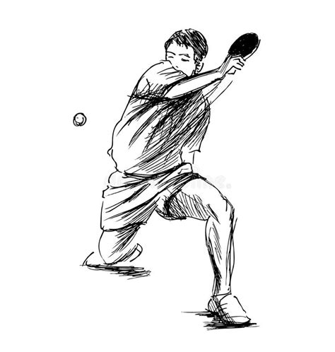 Tennis Della Tavola Di Schizzo Della Mano Illustrazione Vettoriale