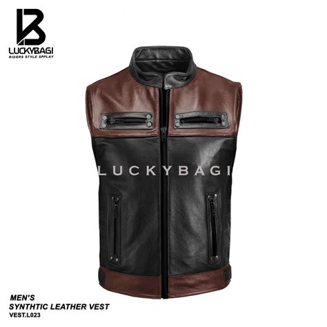 Men's Leather Vest Riders Vest Synthetic Leather Vest Motorcycle Vest | Shopee Malaysia