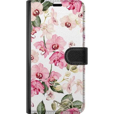 Apple Iphone Se Svart Pl Nboksfodral Rosa Blommor Teknikdelar Se