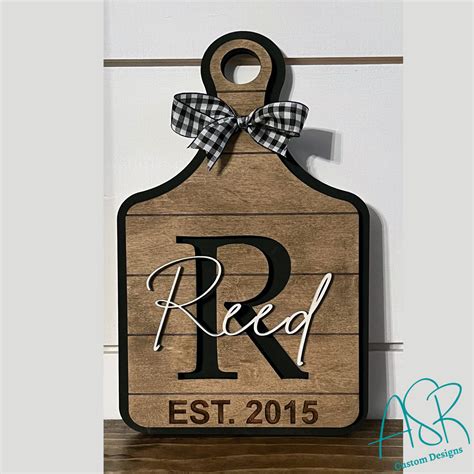 Decorative Mini Cutting Board with Initial, Last Name and Established ...