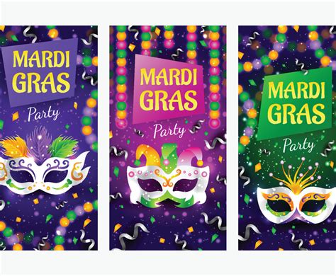 Mardi Gras Party Banner Template Set Vector Art & Graphics | freevector.com