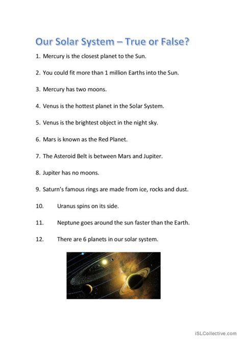 Solar System Test Th Grade