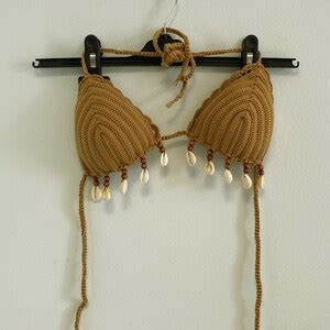 Crochet Bikini Set Brown Bikini Color Sea Shells Bikini Women Swimwear Crochet Bikini