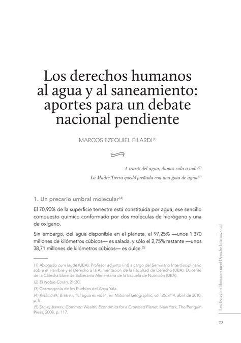 Filardi Marcos Los Derechos Humanos Al Agua Y Al Saneamiento Aportes