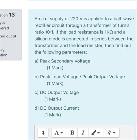 Solved Stion Yet Vered Ked Out Of An A C Supply Of V Chegg