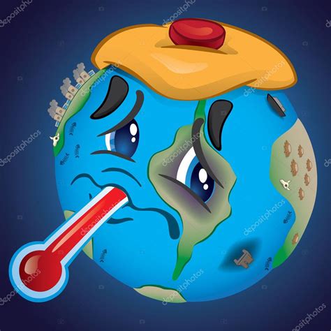 Illustration Representing Earth Bruised And Saddened By Pollution And Abuse Of Man Ideal For