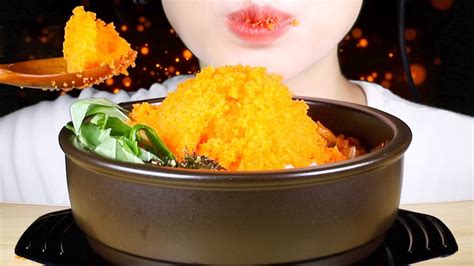 Asmr Flying Fish Roe Stone Pot Rice Bowl Satisfying Crunch Eating