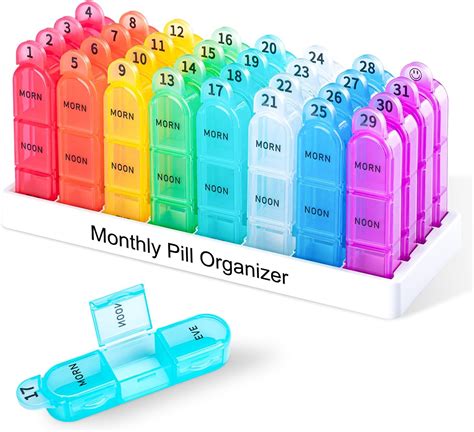 Amazon Monthly Pill Organizer Box 31 Day AM PM Daily Pill Case