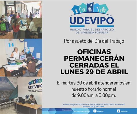 Pr Ximo Lunes Nuestras Oficinas Permanecer N Cerradas Por Asueto Udevipo