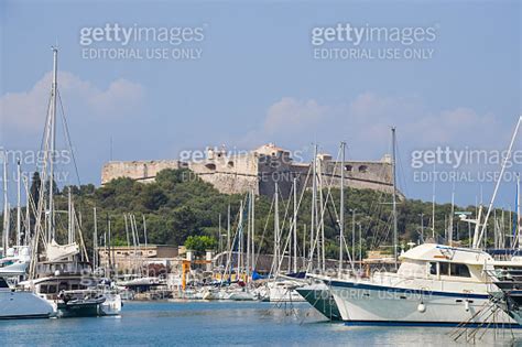 Fort Carre And Sailboats In Port Vauban Antibes South Of France