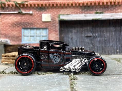 Loose Hot Wheels Bone Shaker Hot Rod Truck Black And Red Boneshaker 68 Livery Etsy