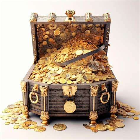 Premium Photo Open Treasure Chest Filled With Gold Coins Isolated On