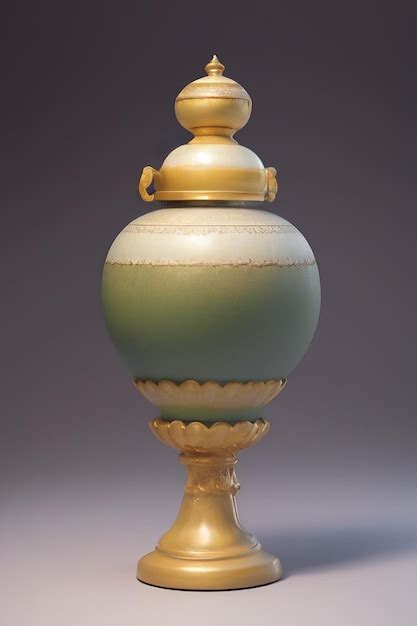 Premium AI Image | A gold and green vase with a gold top and a gold base.