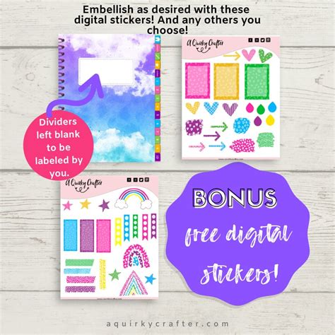 Rainbow Digital Notebook With Bonus Digital Stickers. - Etsy