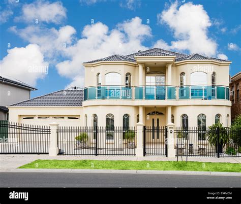 facade of a luxury modern suburban house at noon Stock Photo - Alamy