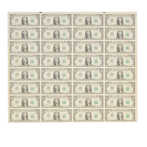 2009 Uncut Dollar Bill Sheet Ebth