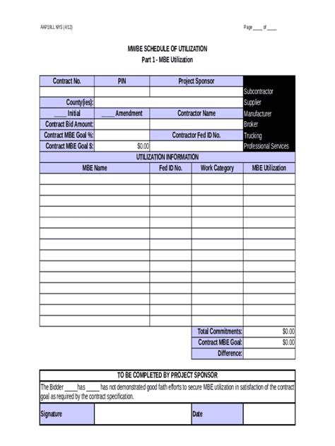 Fillable Online The Mbe Or Wbe Goal Will Be Expressed In Us Dollars