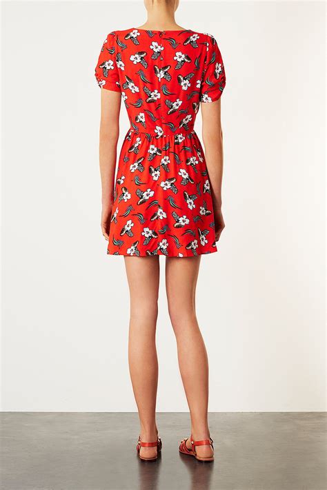 Lyst Topshop Little Floral Tea Dress In Red