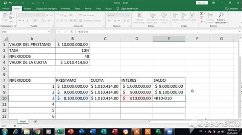 TABLA DE AMORTIZACION EXCEL YouTube