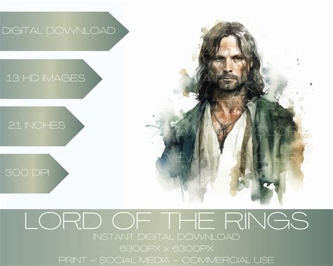 Lord Of The Rings Watercolor Style Clip Art Digital Art Etsy