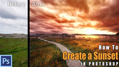 How To Create A Sunset In Photoshop Example Northern Ireland Photoshop Tutorial Youtube