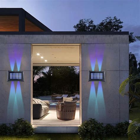 Pmars Clearance！Solar Fence Lights Multi Color Solar Wall Lights Up and ...