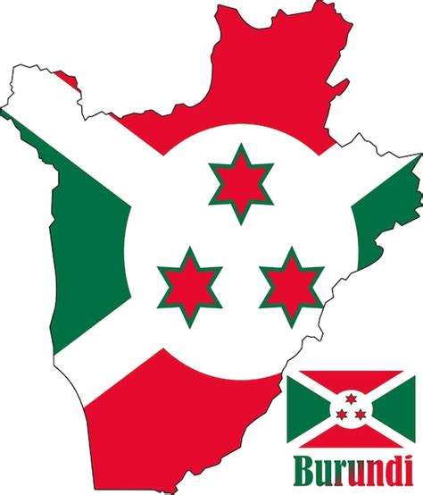 Mapa E Bandeira Do Burundi Vetor Premium