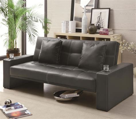 black leather sofa bed DASVUNE – elisdecor.com