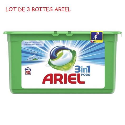 LOT DE TROIS LESSIVES ARIEL PODS 3 En 1 ALPINE Soit Au Total 120 Doses