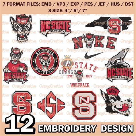 12 NC State Wolfpack Logo Bundle Emb files, NCAA NC State Em - Inspire Uplift