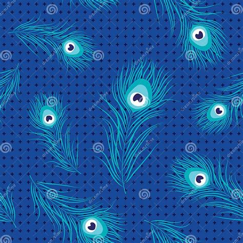 Peacock Feather Seamless Pattern Stock Vector Illustration Of