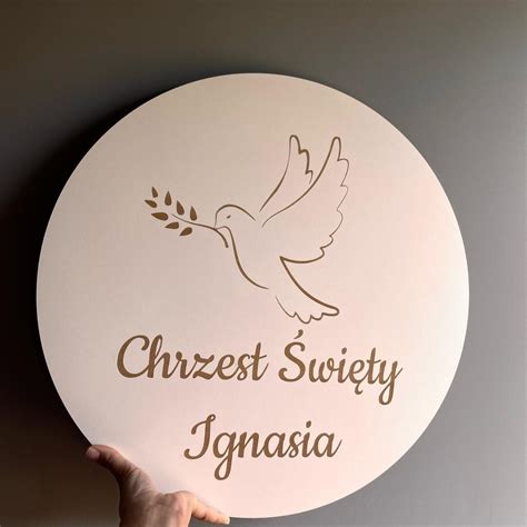 Personalizowany napis koło Chrzest Święty gołąb tablica Pracownia NINEX