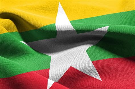 Premium Photo 3d Illustration Closeup Flag Of Myanmar