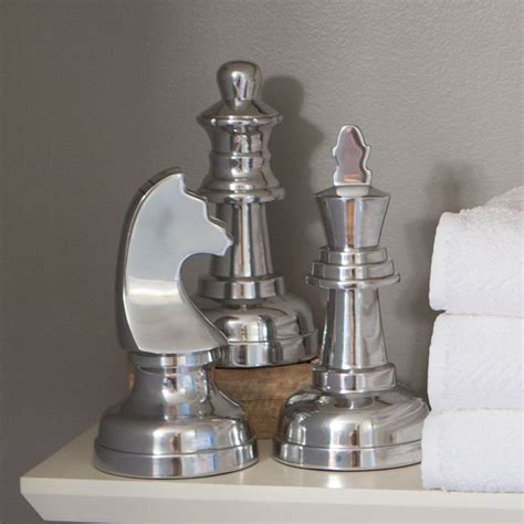 Woodland Imports Chess Piece Sculptures - Set of 3 | Chess pieces ...