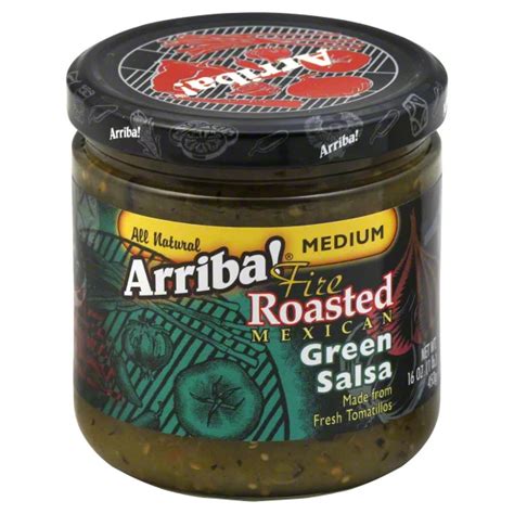 Arriba Fire Roasted Mexican Green Medium Salsa Shop Salsa And Dip At H E B